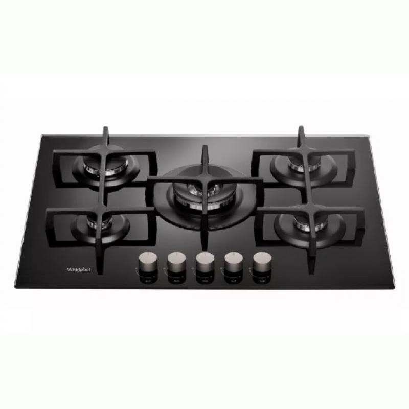 Anafe A Gas Whirlpool GOA7523NB 75Cm 5 Hornallas Negro