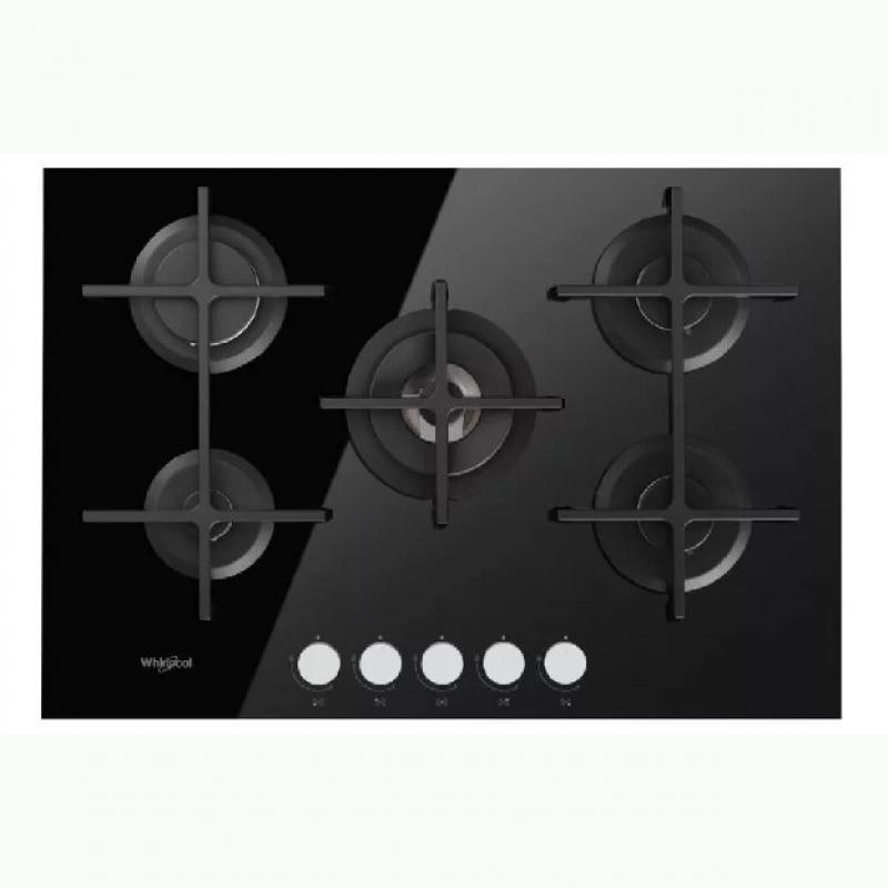Anafe A Gas Whirlpool GOA7523NB 75Cm 5 Hornallas Negro