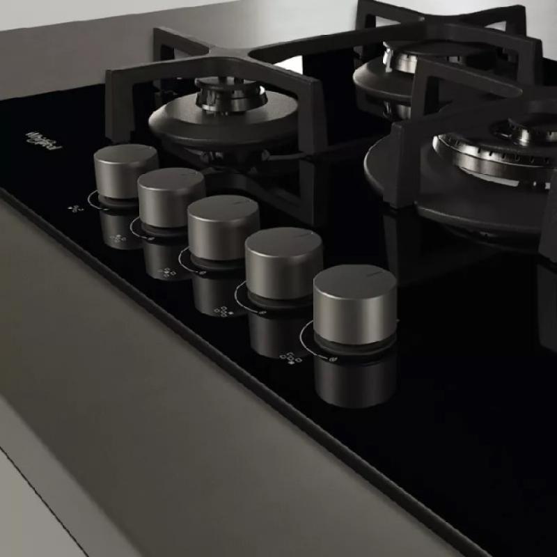 Anafe A Gas Whirlpool GOA7523NB 75Cm 5 Hornallas Negro