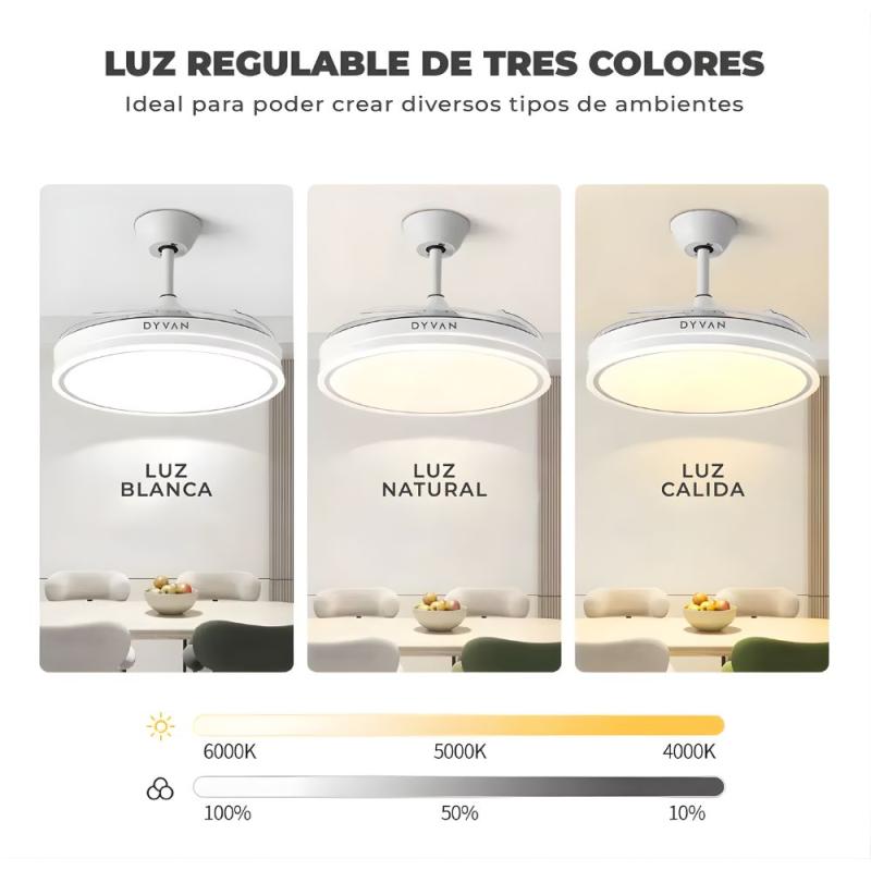 Ventilador Retráctil De Techo Con Luz Led Dyvan Vl101