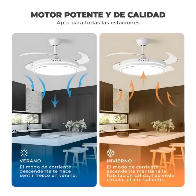 Ventilador Retráctil De Techo Con Luz Led Dyvan Vl101