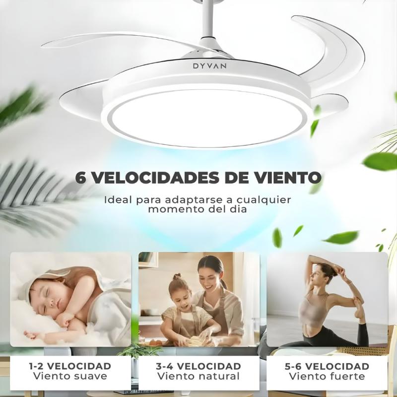 Ventilador Retráctil De Techo Con Luz Led Dyvan Vl101