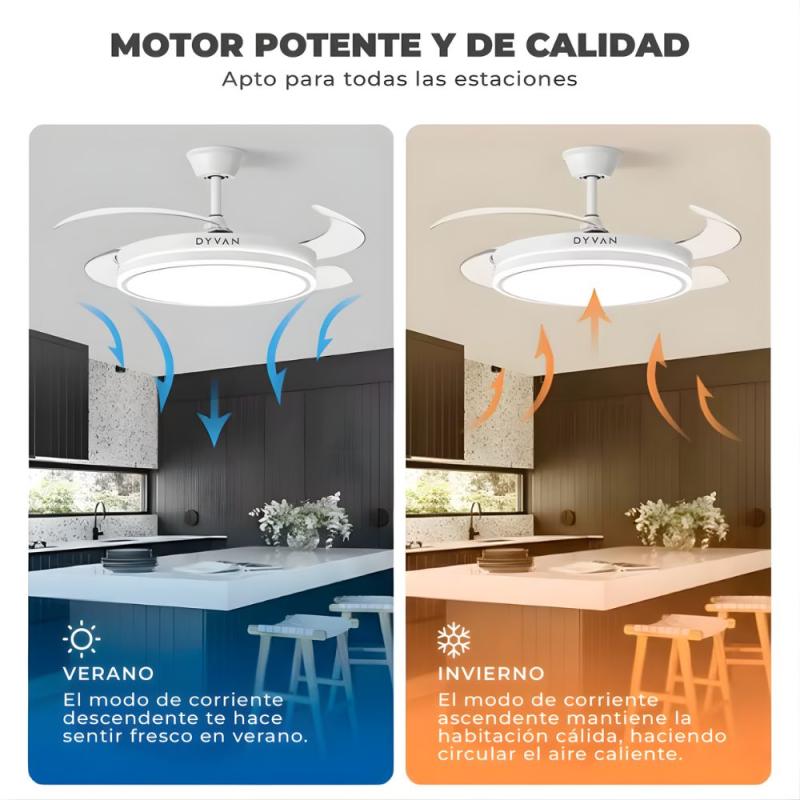 Ventilador Retráctil De Techo Con Luz Led Dyvan Vl101