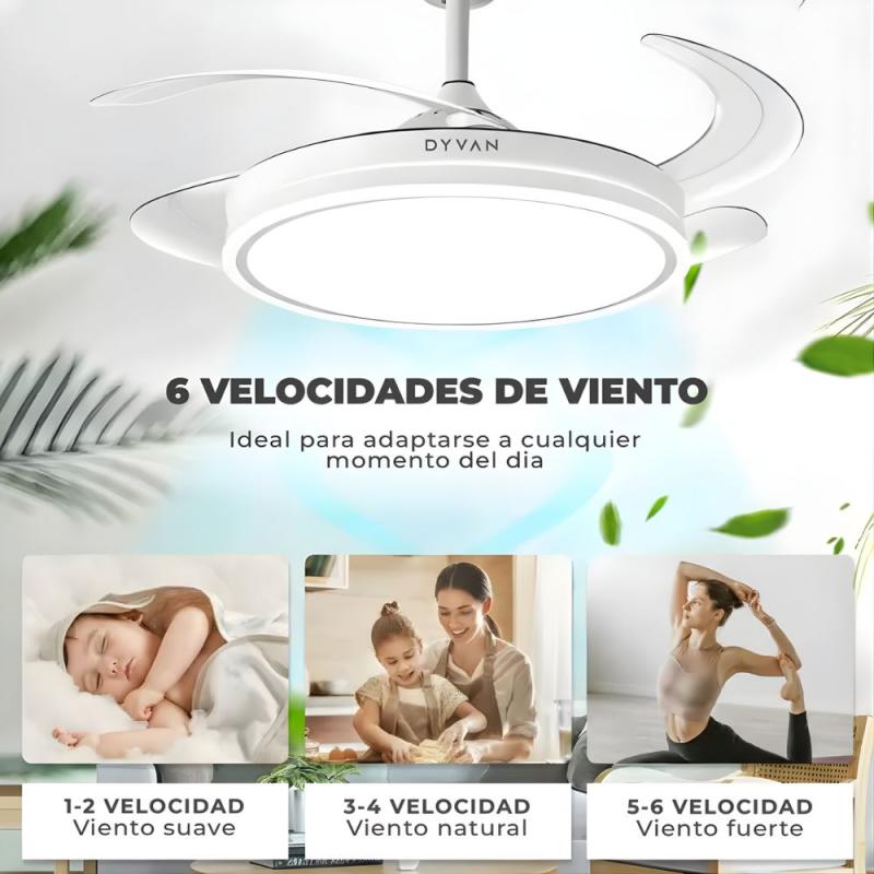 Ventilador Retráctil De Techo Con Luz Led Dyvan Vl101