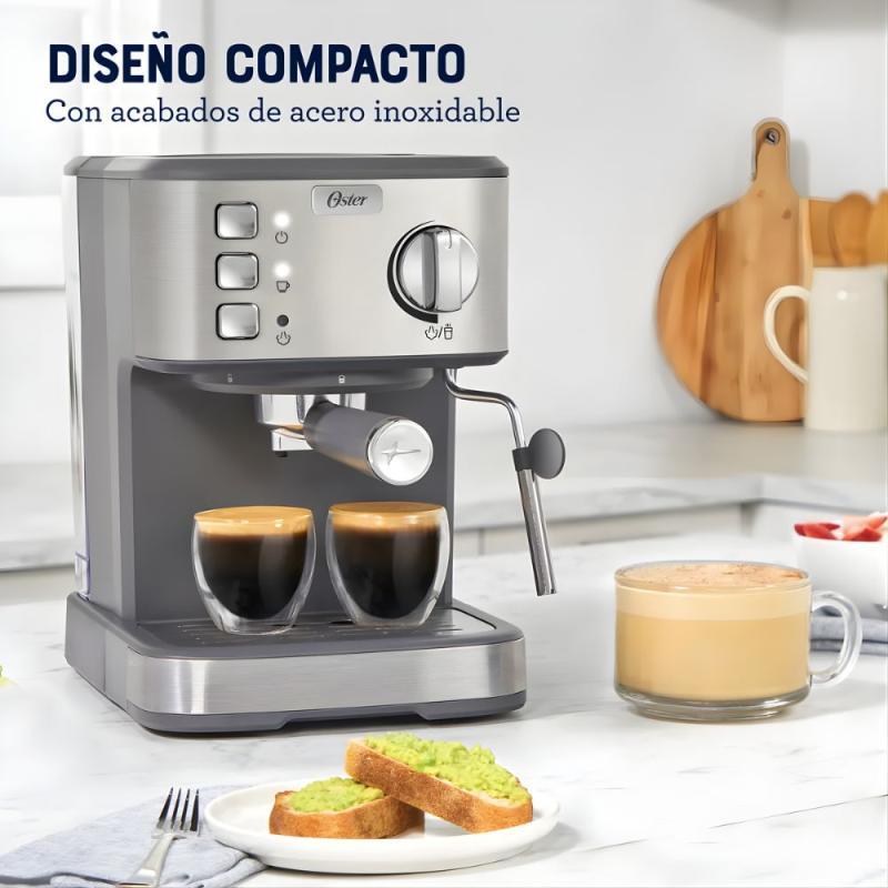 Cafetera Compacta Oster Bvstem5502 15 Bar 1100w 1.5l Plateado