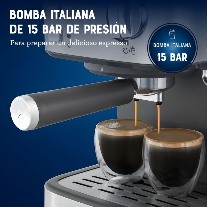 Cafetera Compacta Oster Bvstem5502 15 Bar 1100w 1.5l Plateado