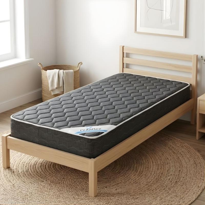 Colchón 1 1/2 Plaza Nubiflex Grey 100x90x20 Espuma Alta Densidad Gris Oscuro