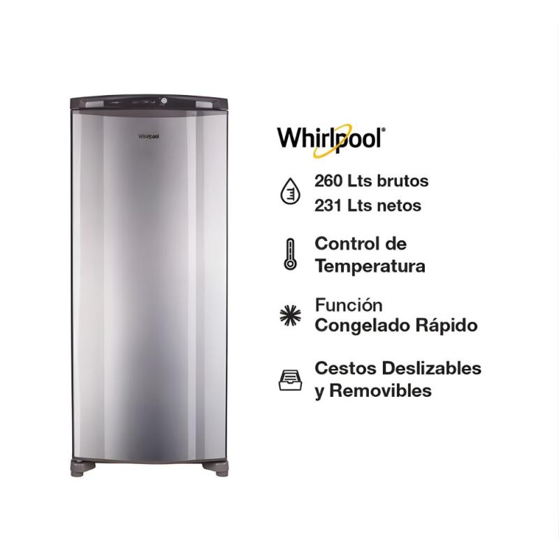 Freezer Vertical Whirlpool WVU26MK 231L Cíclico Gris