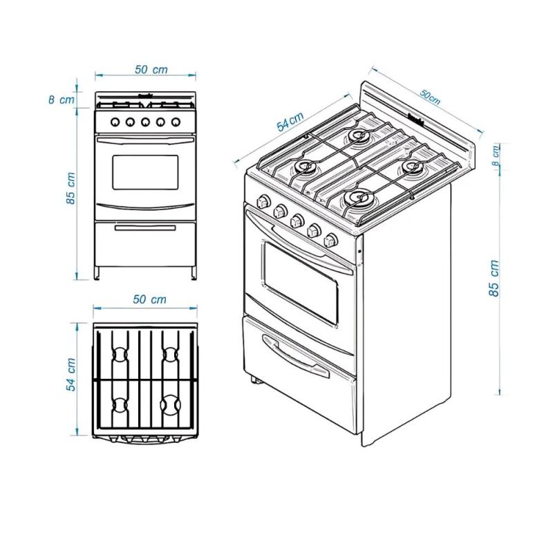 Cocina Gas Licuado Escorial Candor 4 Hornallas 51Cm