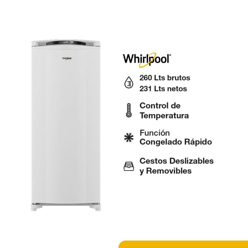 Freezer Vertical Cíclico 231L Whirlpool WVU26MB