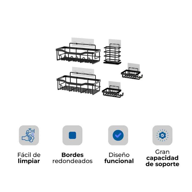 Repisas Para Baños Set 5 Organizadores Waggs Acero