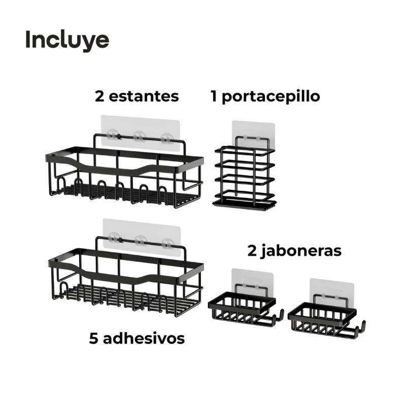 Repisas Para Baños Set 5 Organizadores Waggs Acero
