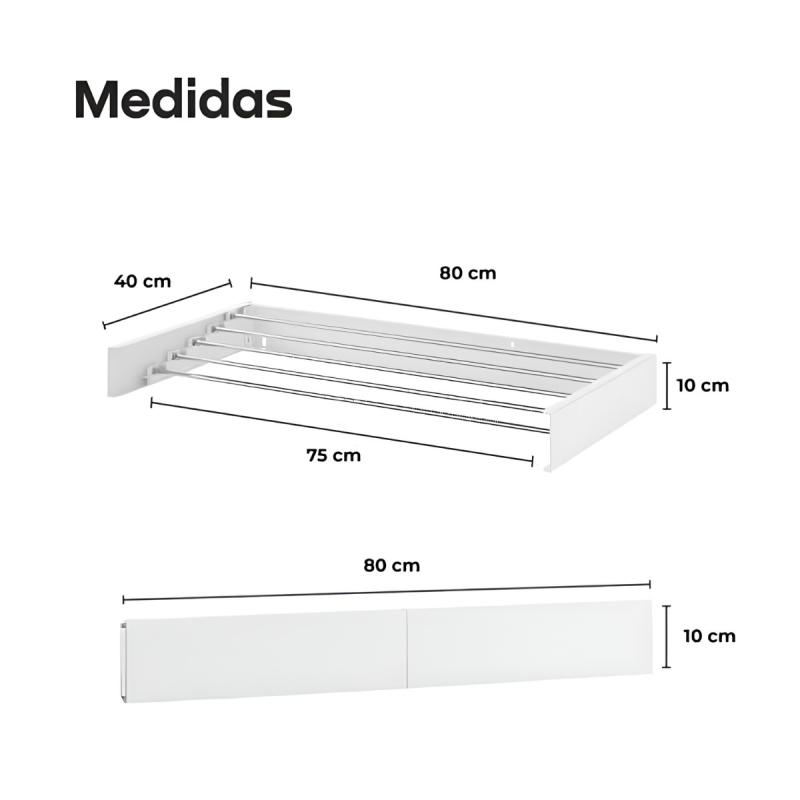 Tender Plegable Waggs Tendedero De Ropa Retráctil Blanco