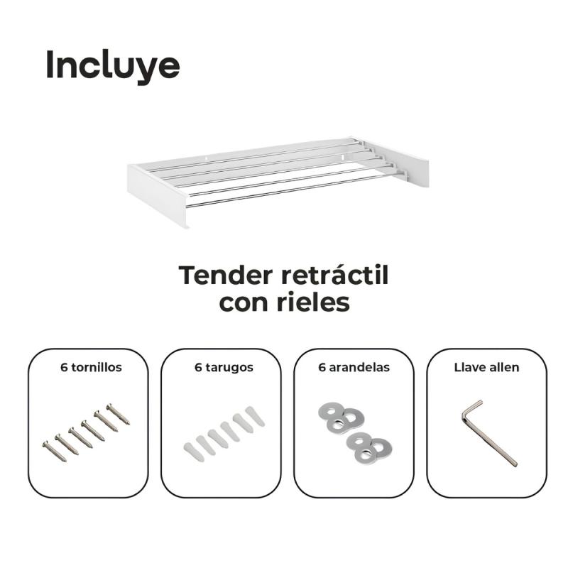 Tender Plegable Waggs Tendedero De Ropa Retráctil Blanco