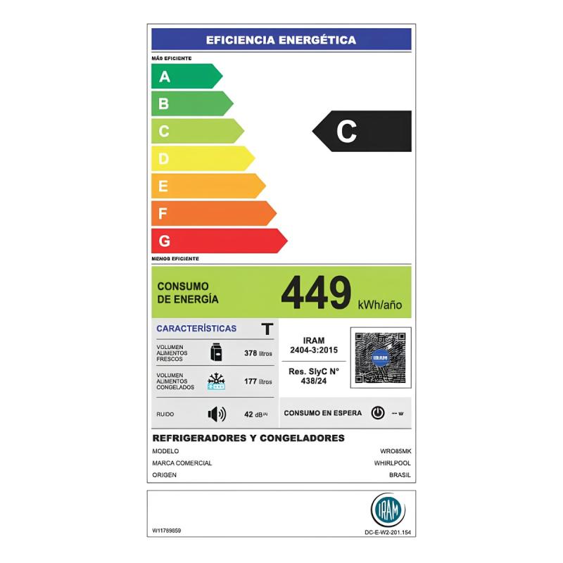 Heladera Doble Puerta Whirlpool Wro85 Inverter Digital