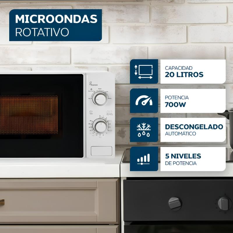 Microondas Rotativo Philco Mphrw20uan 20l 700w Timer