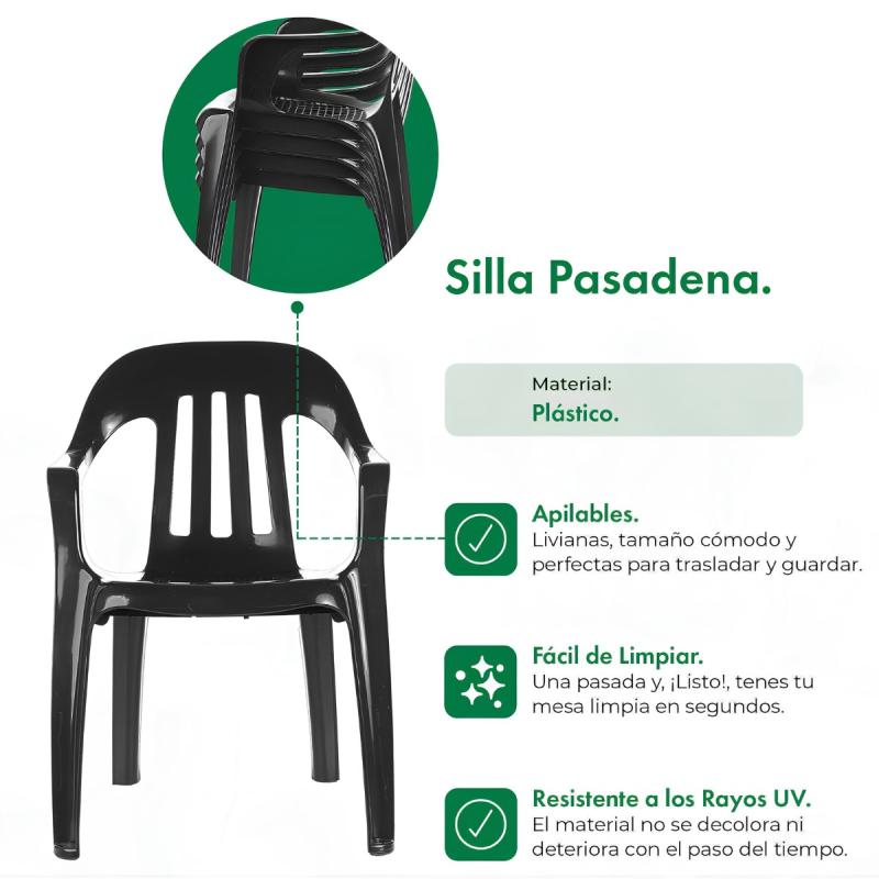 Silla De Plástico Garden Life Pasadena X1