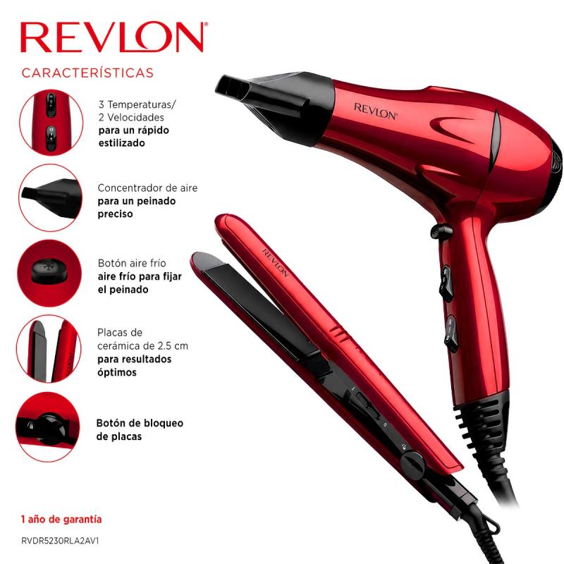 Kit Estilizador Secador De Pelo + Plancha Revlon Rvdr5230r
