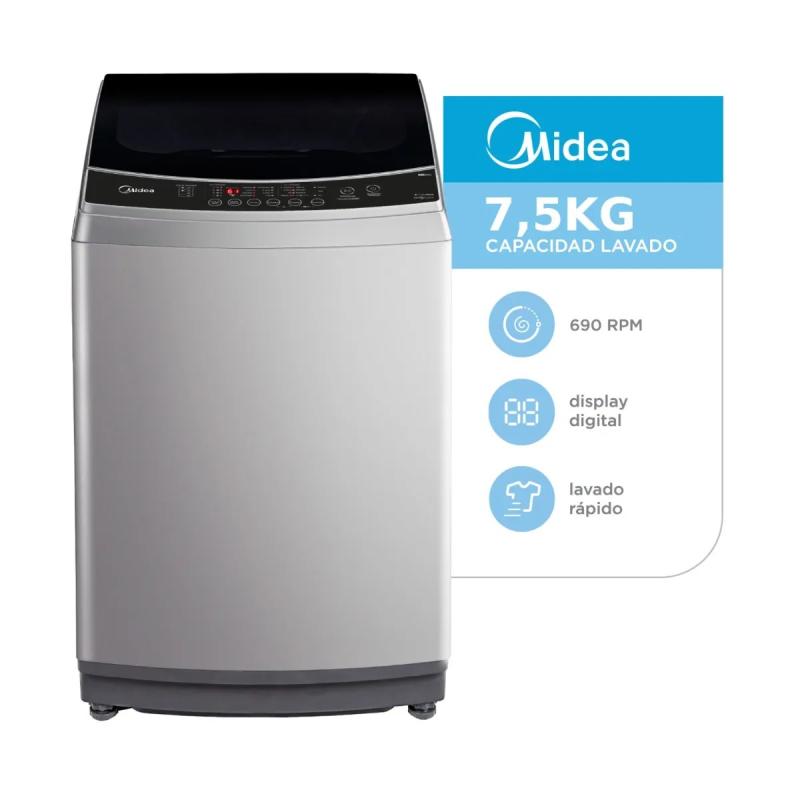 Lavarropas Superior Automático Midea Mls75ge04n 7.5kg 690rpm