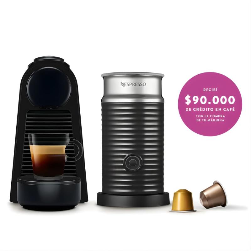 Cafetera Nespresso Essenza Mini A3kd30 + Aeroccino Negro