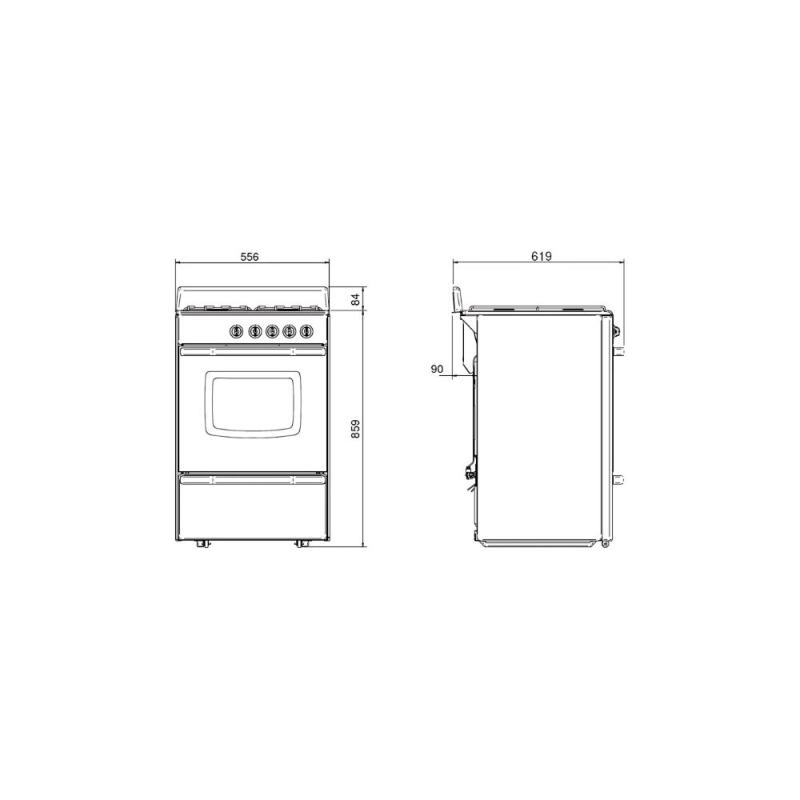 Cocina A Gas Longvie 12331G 56 Cm 4 Hornallas