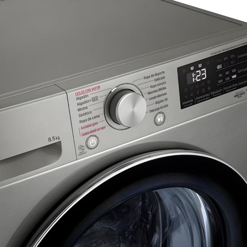 Lavarropas Lg Wm85vvc5s6p 8.5 Kg Frontal 1400 Rpm Inverter Plateado