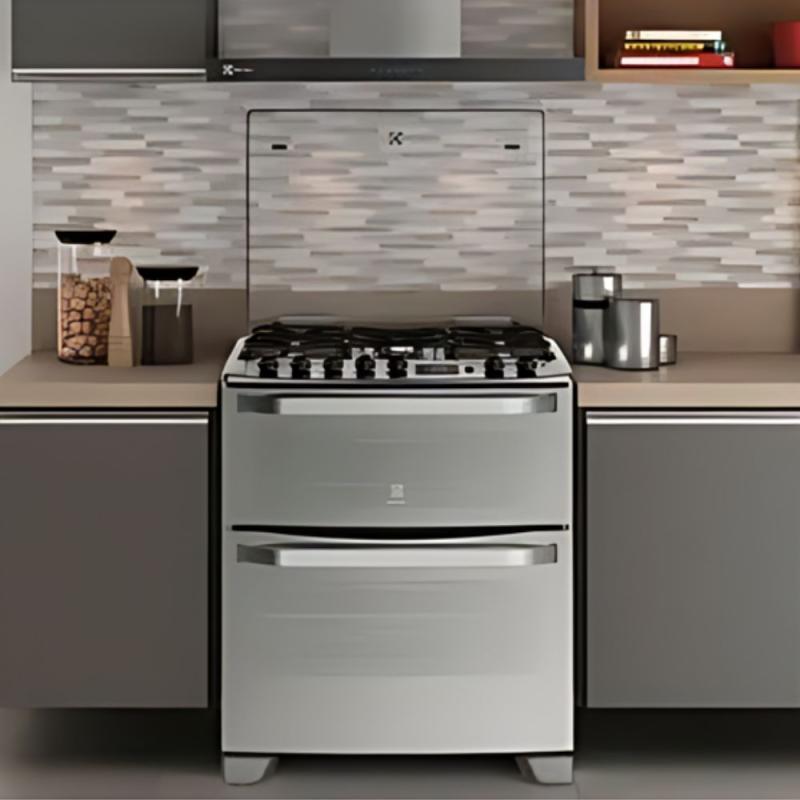Cocina A Gas Doble Horno Electrolux 76dxr 76.2 Cm 5 Hor Inox Acero Inoxidable
