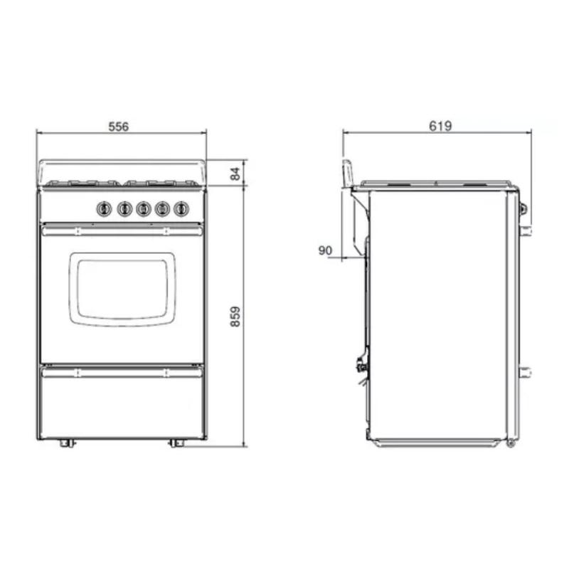 Cocina Multigas Longvie 12331x 8600 Kcal/h Inoxidable 56cm