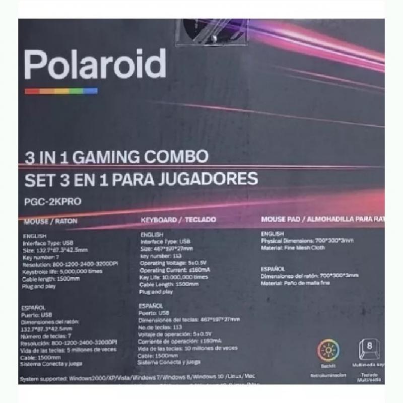Combo Gamer Polaroid C2K 3 En 1 Teclado + Mouse + Mousepad