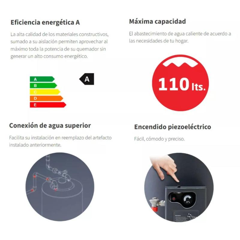 Termotanque De Pie Longvie T4110 110 Litros Gas Natural