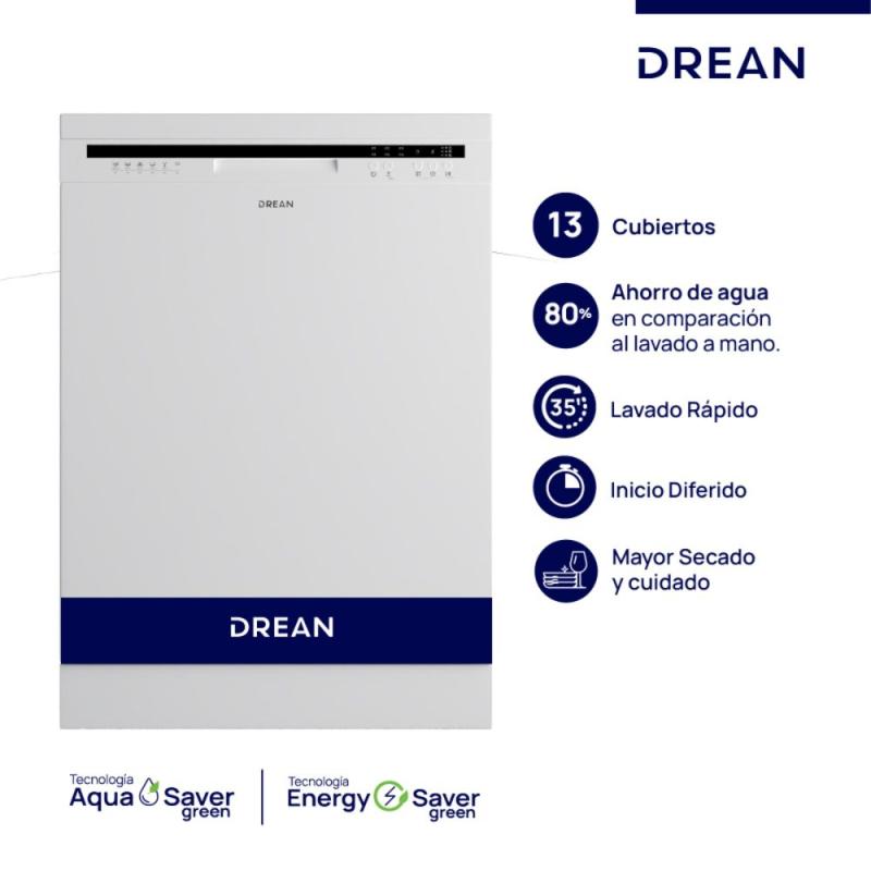 Lavavajillas Drean LVDR1306CB 13 Cubiertos Blanco