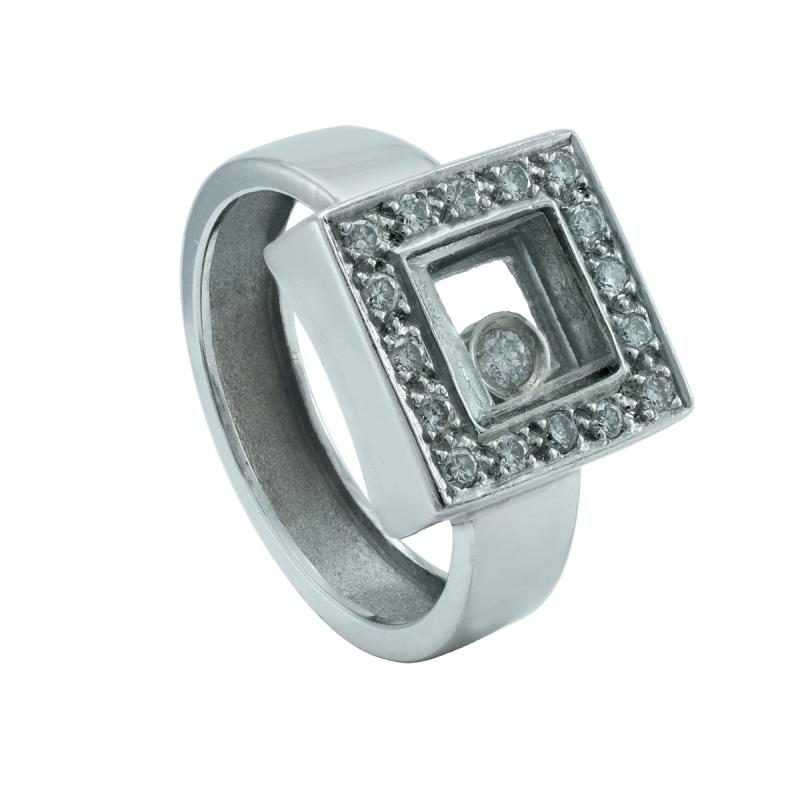 anillo oro 18 kilates- cuadrado con brillantes