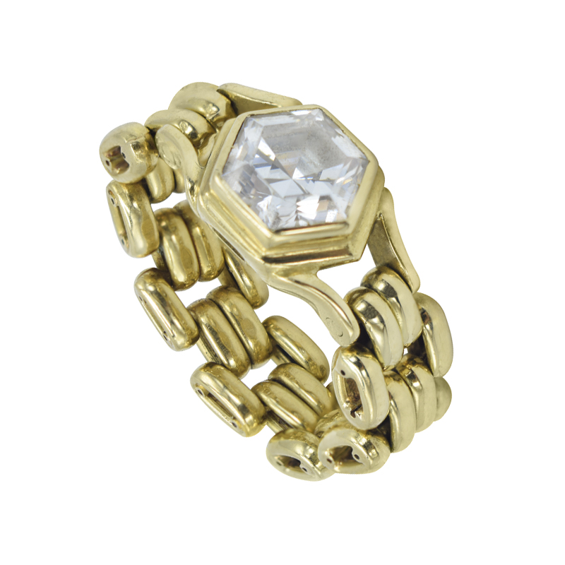 Anillo Oro 18 Kilates- Tipo Panthere Con Cubic Central