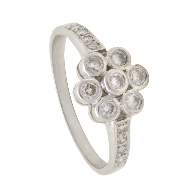 Anillo de Oro 18 Kilates - Frende de Flor con Brillantes