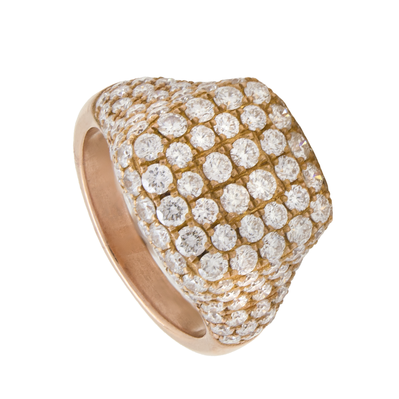 Anillo de Oro 18 Kilates - Cuadrado con Brillantes