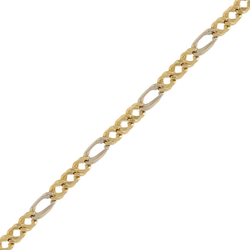 Conjunto de Oro 18 Kilates - Cadena y Pulsera Fígaro Combinadas