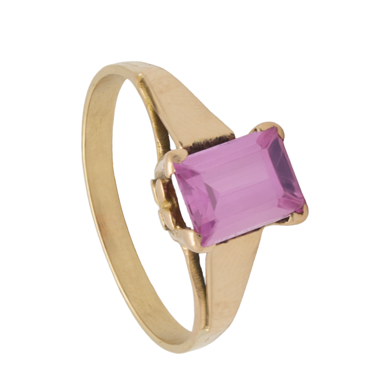 Anillo de Oro 18 kilates - Solitario De Cubic Rosa
