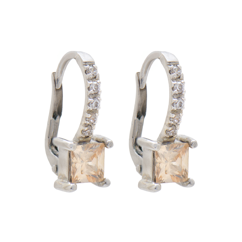 Aros Oro 18k -  Colgantes Con Cubic