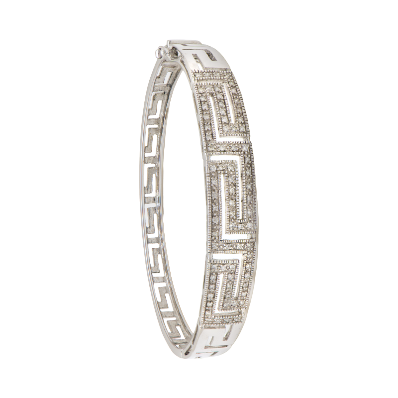 Pulsera Oro 18k - Esclava  Zig Zag Con Brillantes