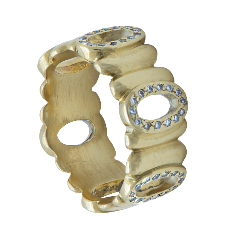 Anillo Oro 18 Kilates - Sin Fin De Ovalos Con Brillantes