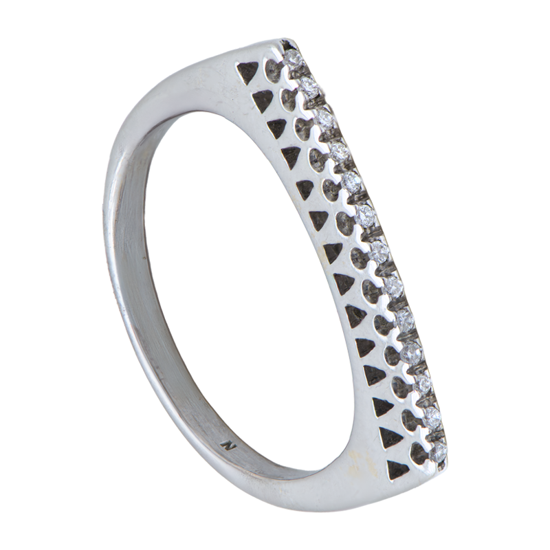 Anillo Oro 18 Kilates - Medio Sin Fin Elevado  Con Brillantes