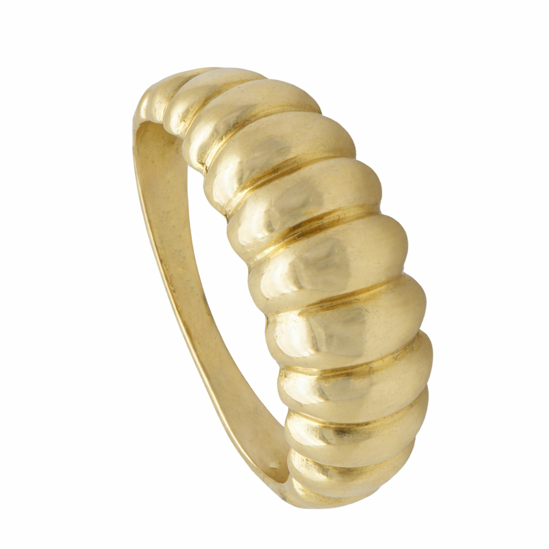 Anillo Oro 18 Kilates -  Frente Estriado