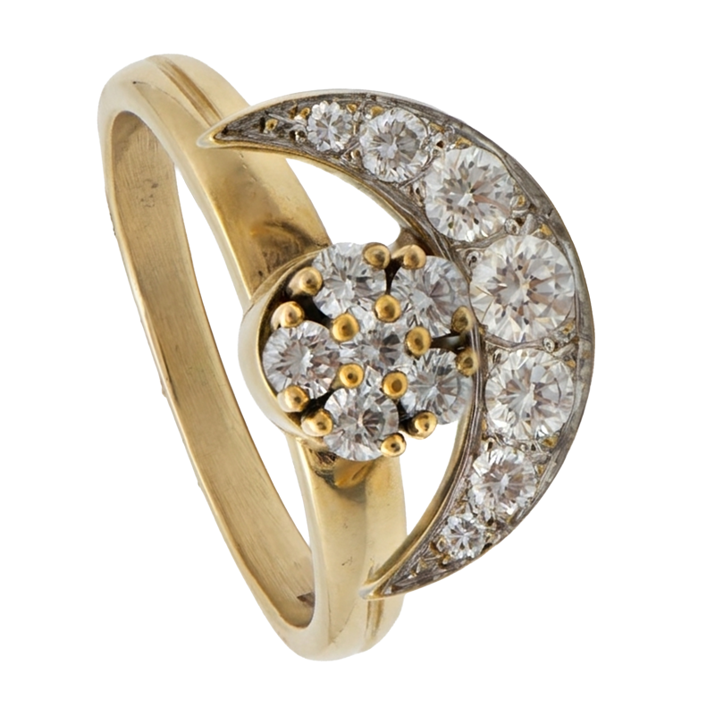 Anillo Oro 18 Kilates - Con Frente De Luna Giratorio