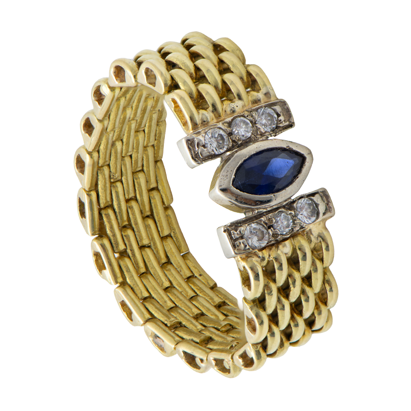 Anillo Oro 18 Kilates - Panther Con Frente De  Zafiro Y Cubic