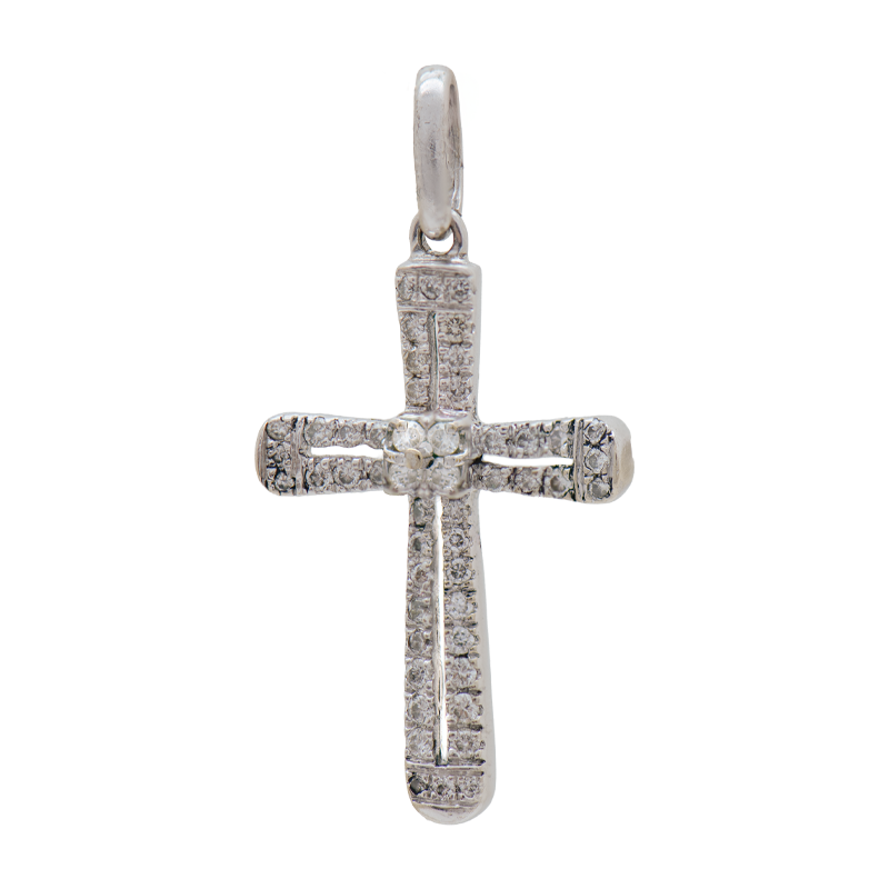 Dije Oro 18 Kilates - Cruz Con Brillantes