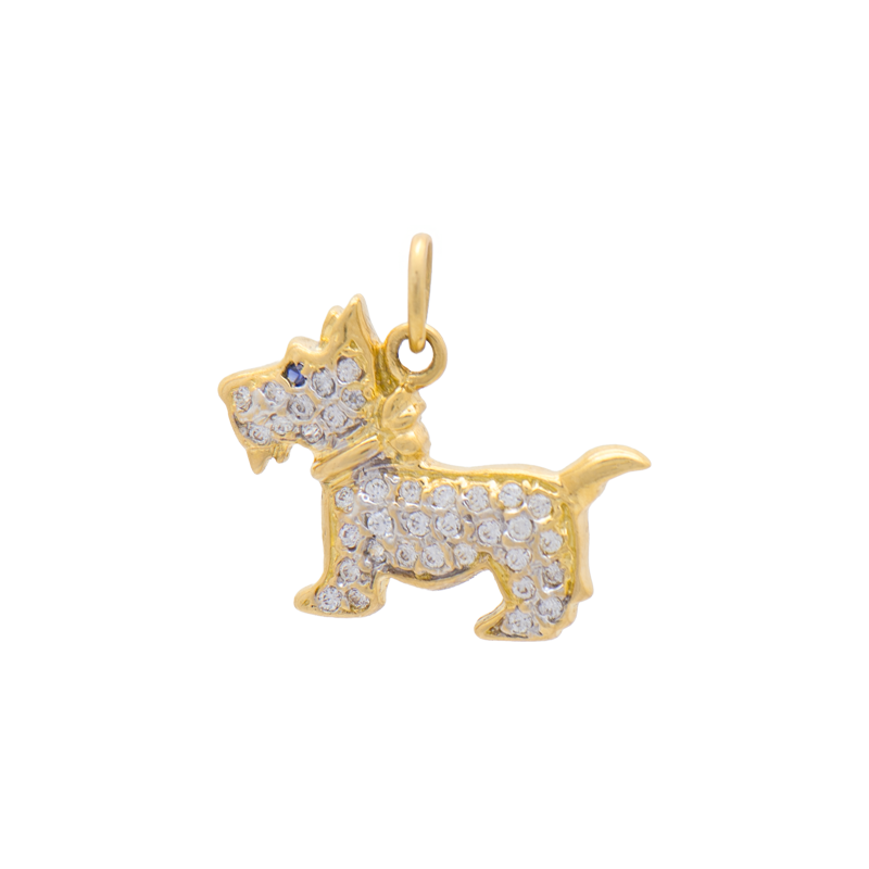 Dije oro 18kts- Perro Terrier Cubics