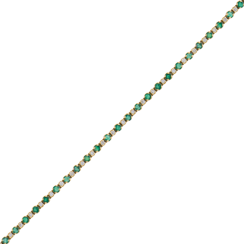 Pulsera oro 18 kilates- Pulsera Tenis Con Esmeralda y Brillantes