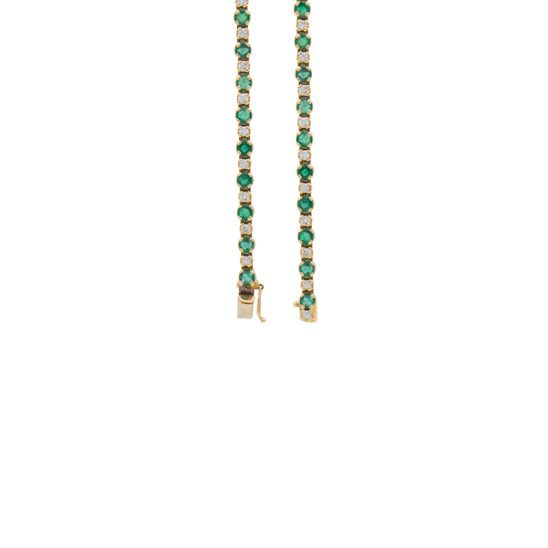 Pulsera oro 18 kilates- Pulsera Tenis Con Esmeralda y Brillantes