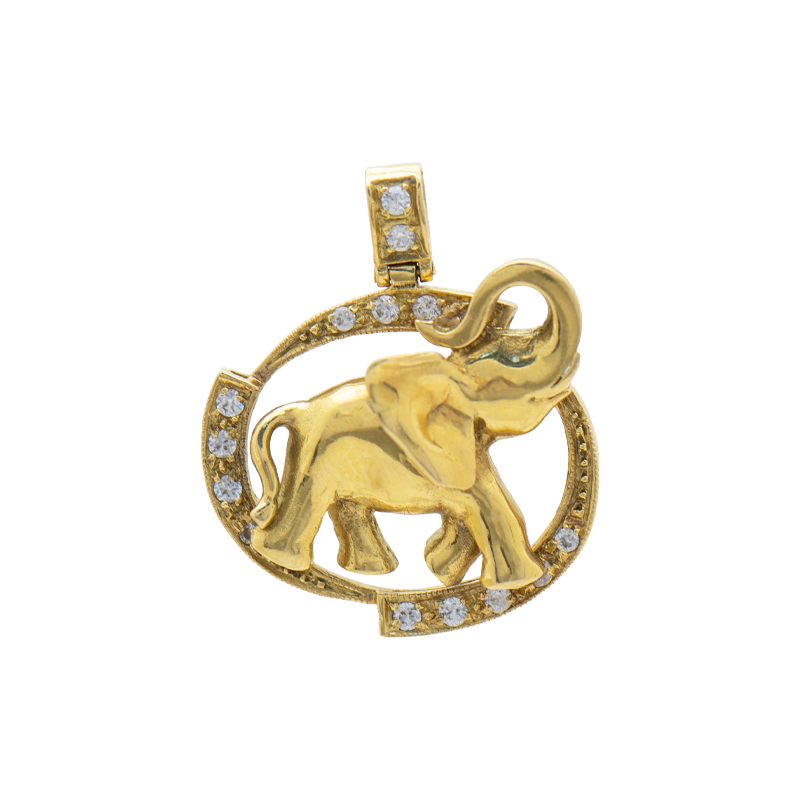 Dije oro 18kts- Elefante Con Brillantes