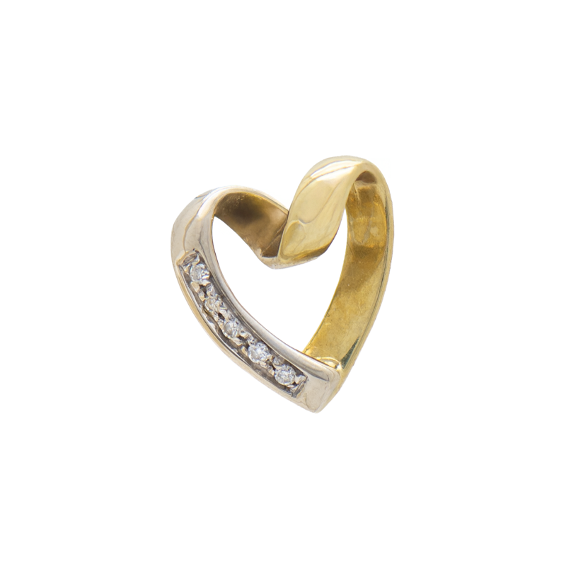 Dije oro 18kts- Corazon Combinado Con Brillantes